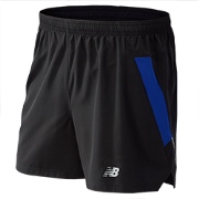 New Balance 5in Woven Run Short Black with Ocean Blue E29a7489